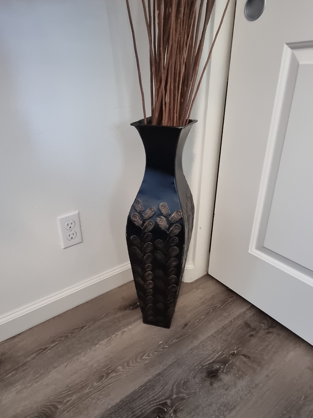 Elegant Black Decorative Floor Vase by